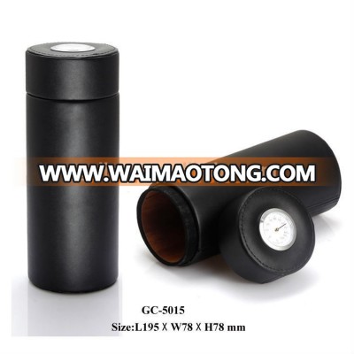 Wholesale Premium Bonded Leather Cigar Tube / Holder / Humidor with Hygrometer & Humidifier Cedar lined cigar travelling humidor