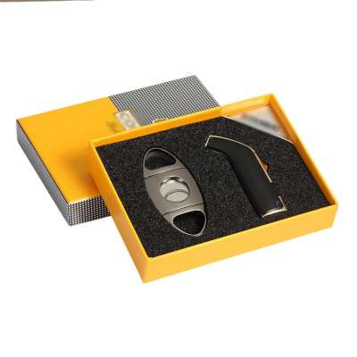 cigar lighter torch butane gas jet flame smoking cigar cutter and lighter set