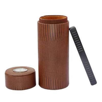 Leather and wood Cigar Tube Travel Portable Cigar Tube Humidor