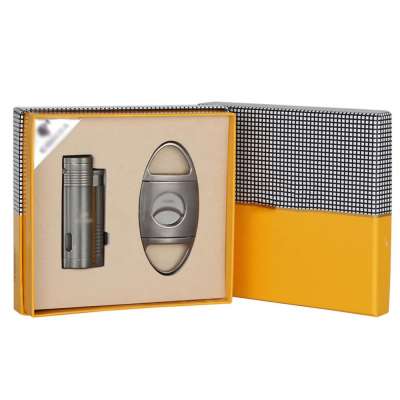 custom logo perfect cut  Cigar Cutter And Lighter Set High Quality Cigar accessores