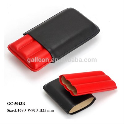 2015 new leather cigar case red& black upper leather cigar case hot selling Quilted leather case