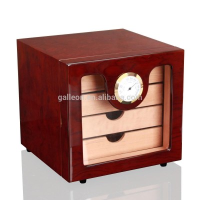 RoseWood Grain High Gloss 4 layer Cedar Wooden Tray Cabinet Cigar Humidor Glass Display Cigar Cabinet